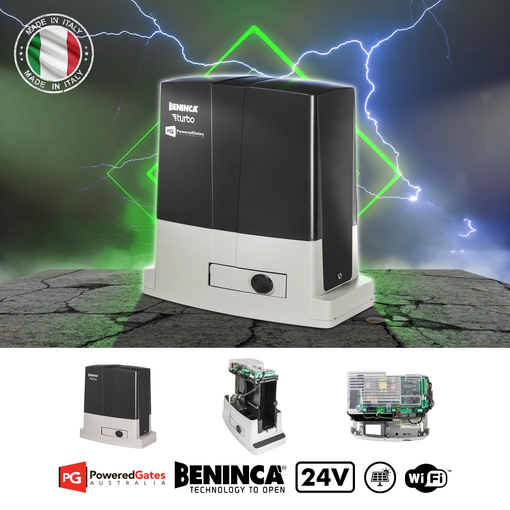 Beninca Bull Turbo Sliding Gate Motor for gates to 600kg - Italian Made Fast Motor - Residential - Powered Gates Australia