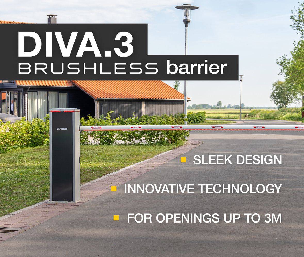 Beninca DIVA Fast 3m Boom Gate Barrier for Car Park Traffic - Brushless Motor - Powered Gates Australia